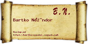Bartko Nándor névjegykártya